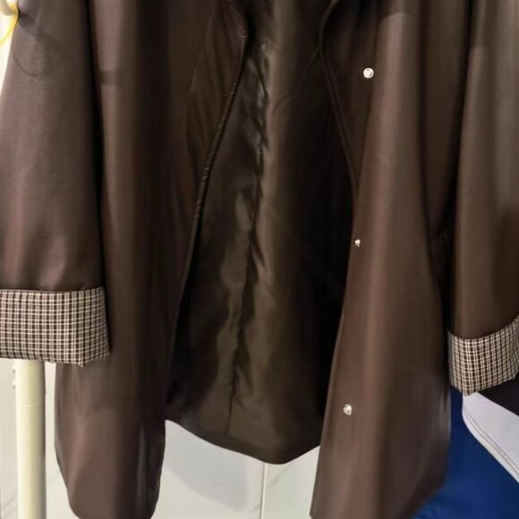 Brown PU Leather Jacket - Loose Fit & Flattering Drape - Picture 4 of 4